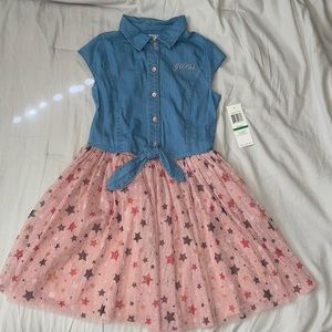 Kids GUESS denim and mesh casual dress